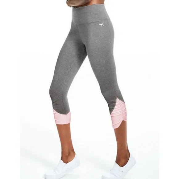 Victoria's Secret PINK Logo Sweatshirt Top Shirt Gray Leggings Pants Set - Picture 2 of 8